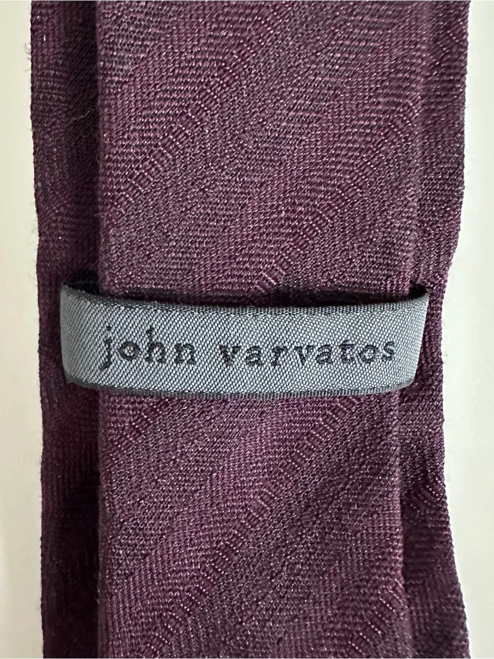 John Varvatos Burgundy Silk Wool Skinny Tie